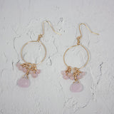 Pink Chalcedony and Jade Cluster Hoop Earrings